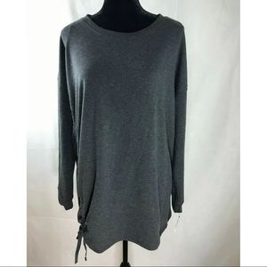 Ideology Womens Side Tie Pullover Top Sweatshirt